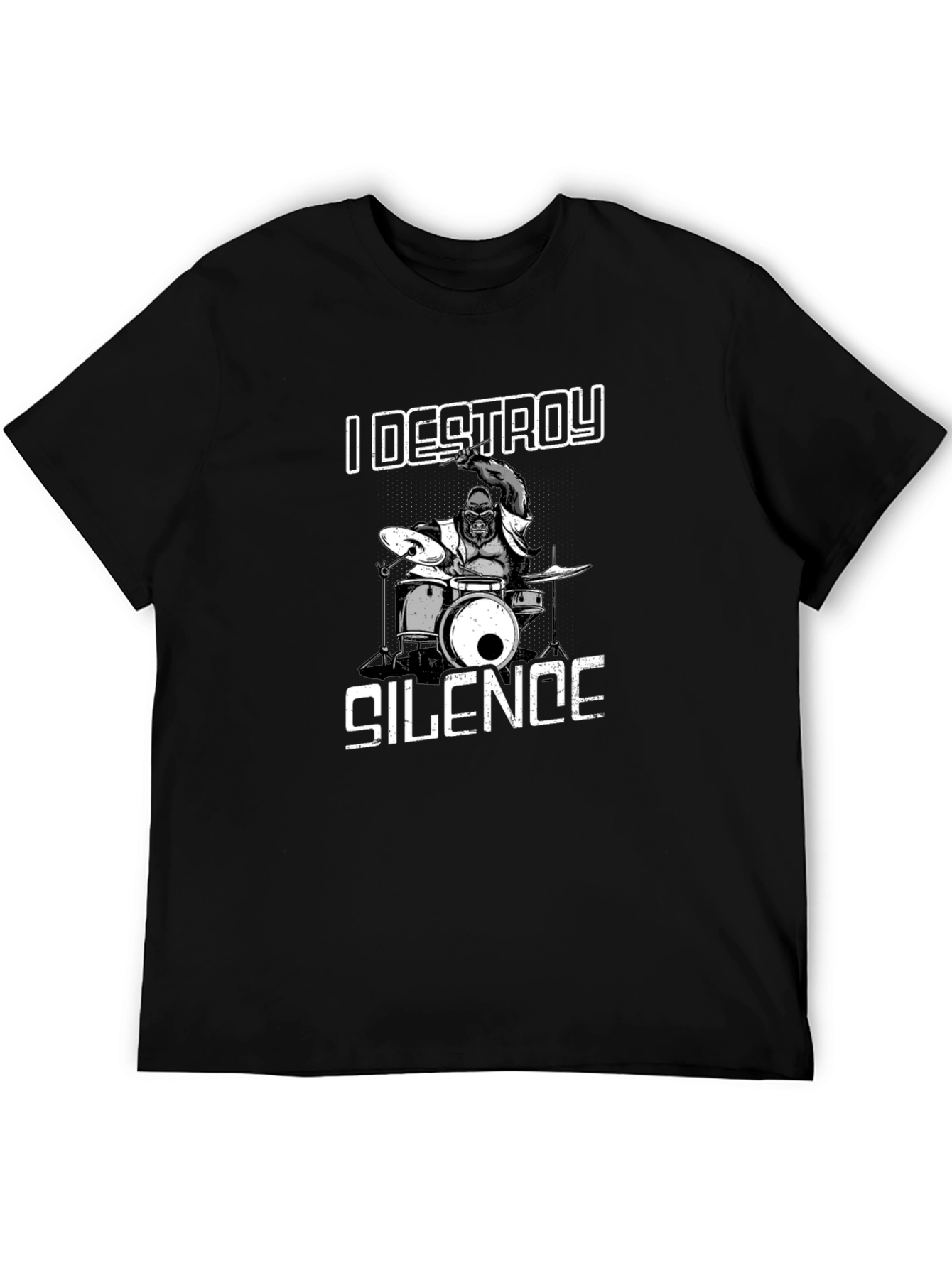 I Destroy Silence T-Shirt Gorilla Drummer Tee