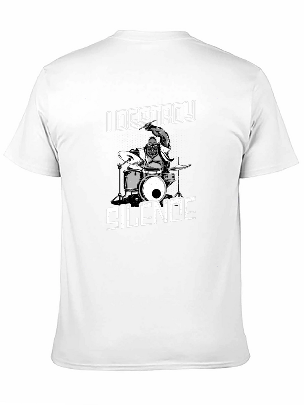 I Destroy Silence T-Shirt Gorilla Drummer Tee