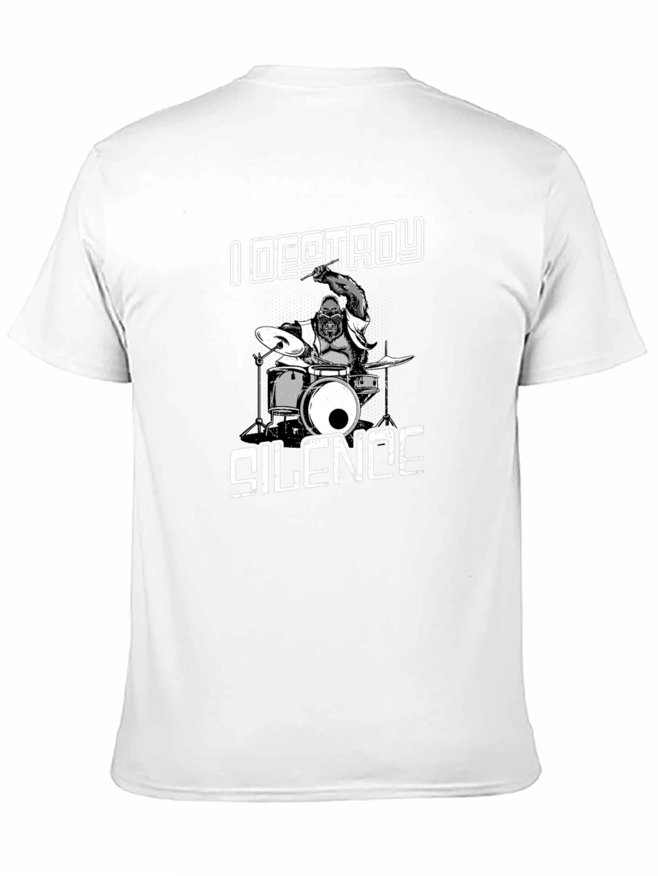 I Destroy Silence T-Shirt Gorilla Drummer Tee