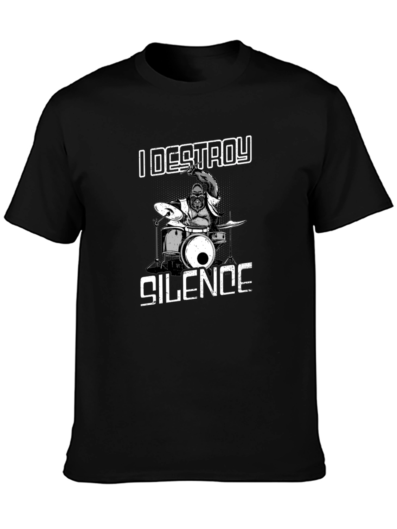 I Destroy Silence T-Shirt Gorilla Drummer Tee