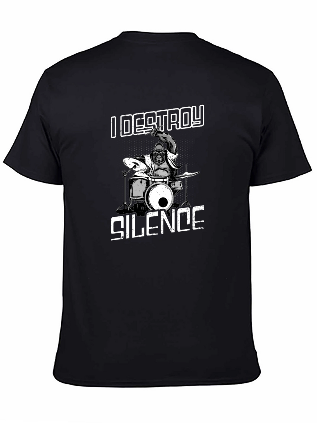I Destroy Silence T-Shirt Gorilla Drummer Tee