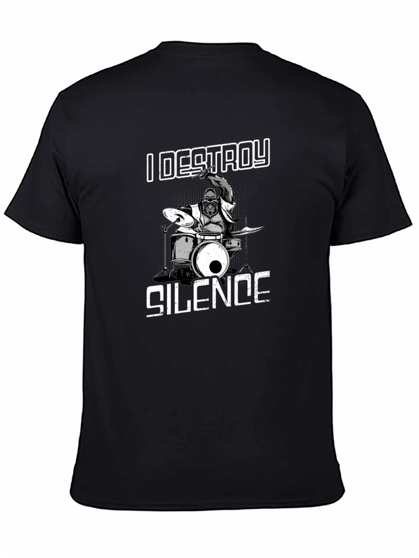 I Destroy Silence T-Shirt Gorilla Drummer Tee
