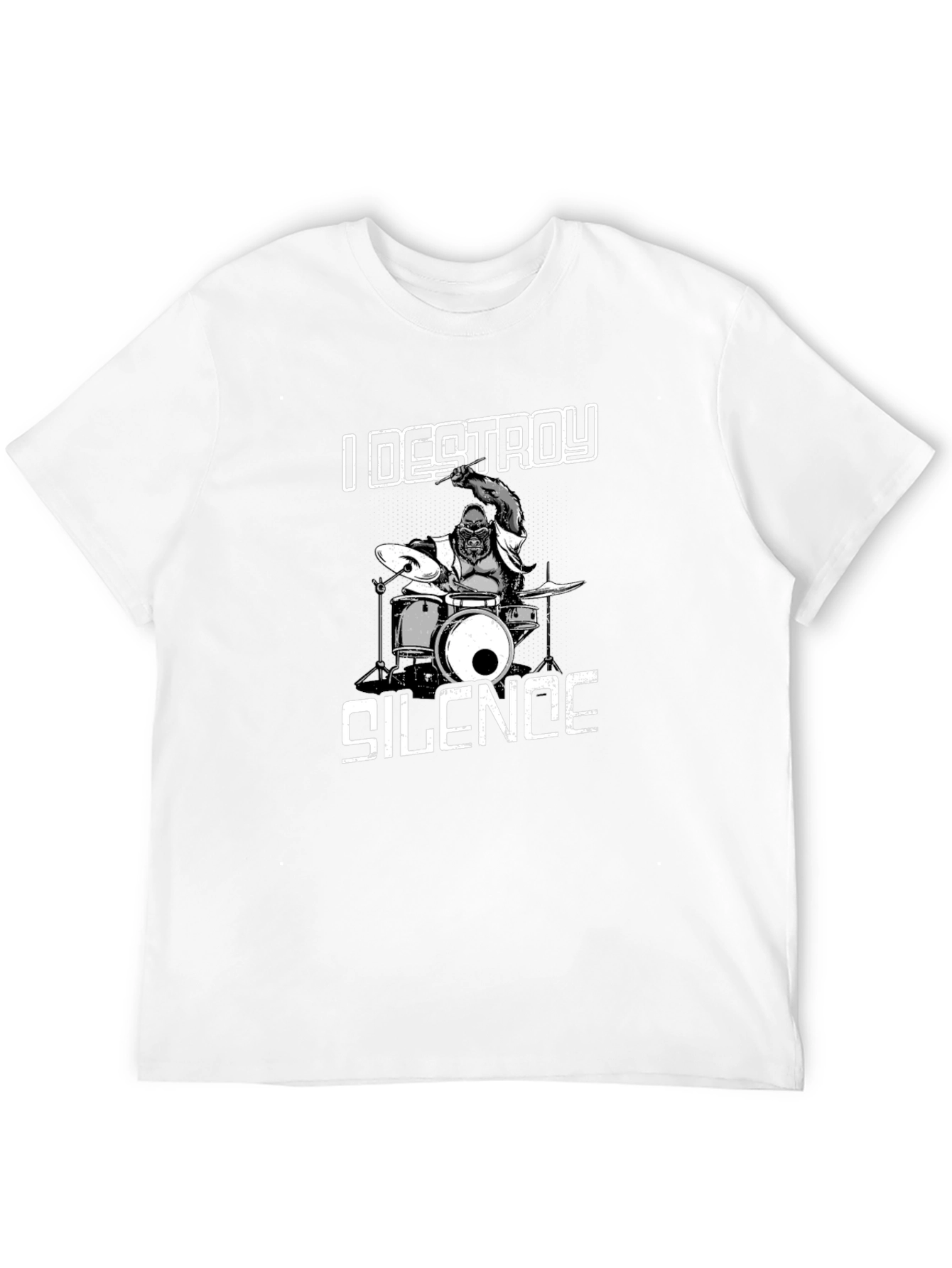 I Destroy Silence T-Shirt Gorilla Drummer Tee
