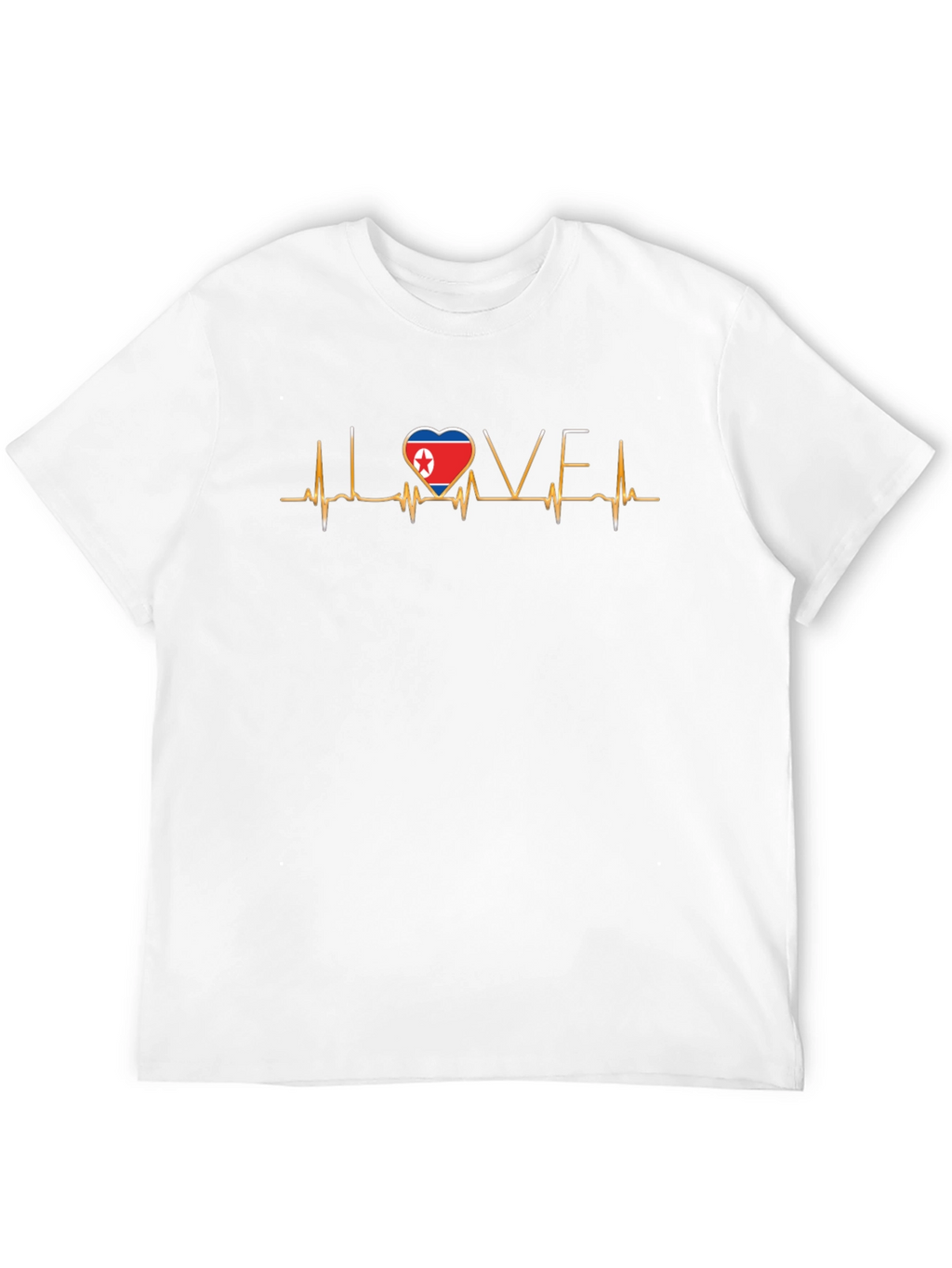 I Love North Korea Heartbeat Black T-Shirt