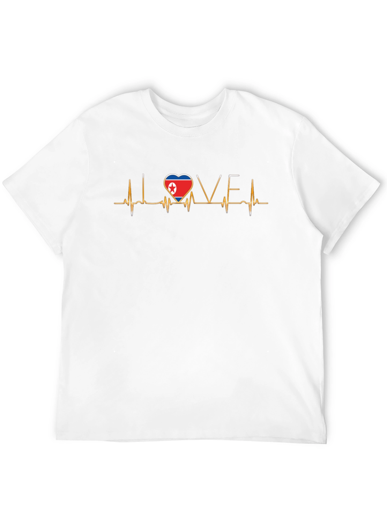 I Love North Korea Heartbeat Black T-Shirt