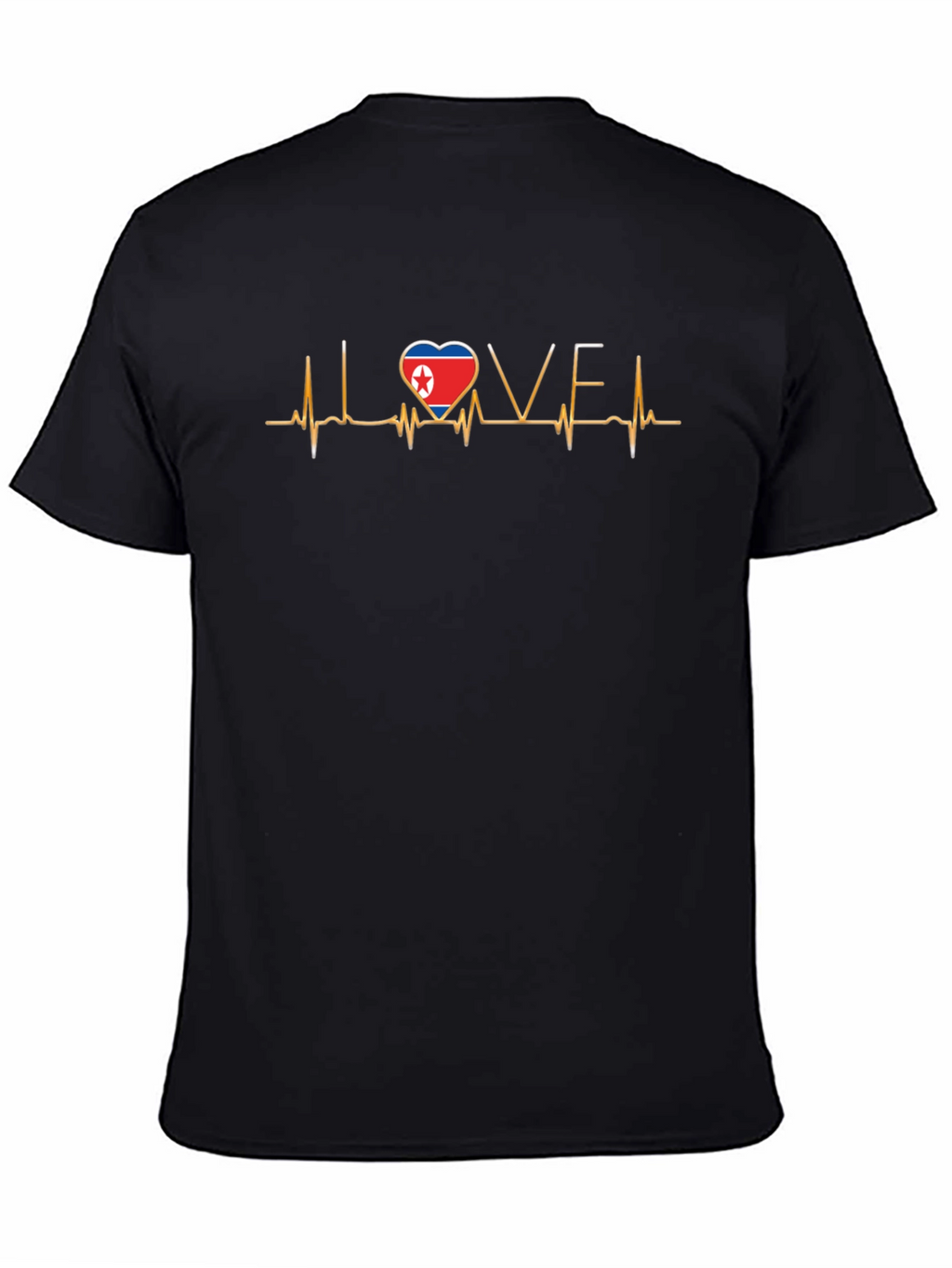 I Love North Korea Heartbeat Black T-Shirt