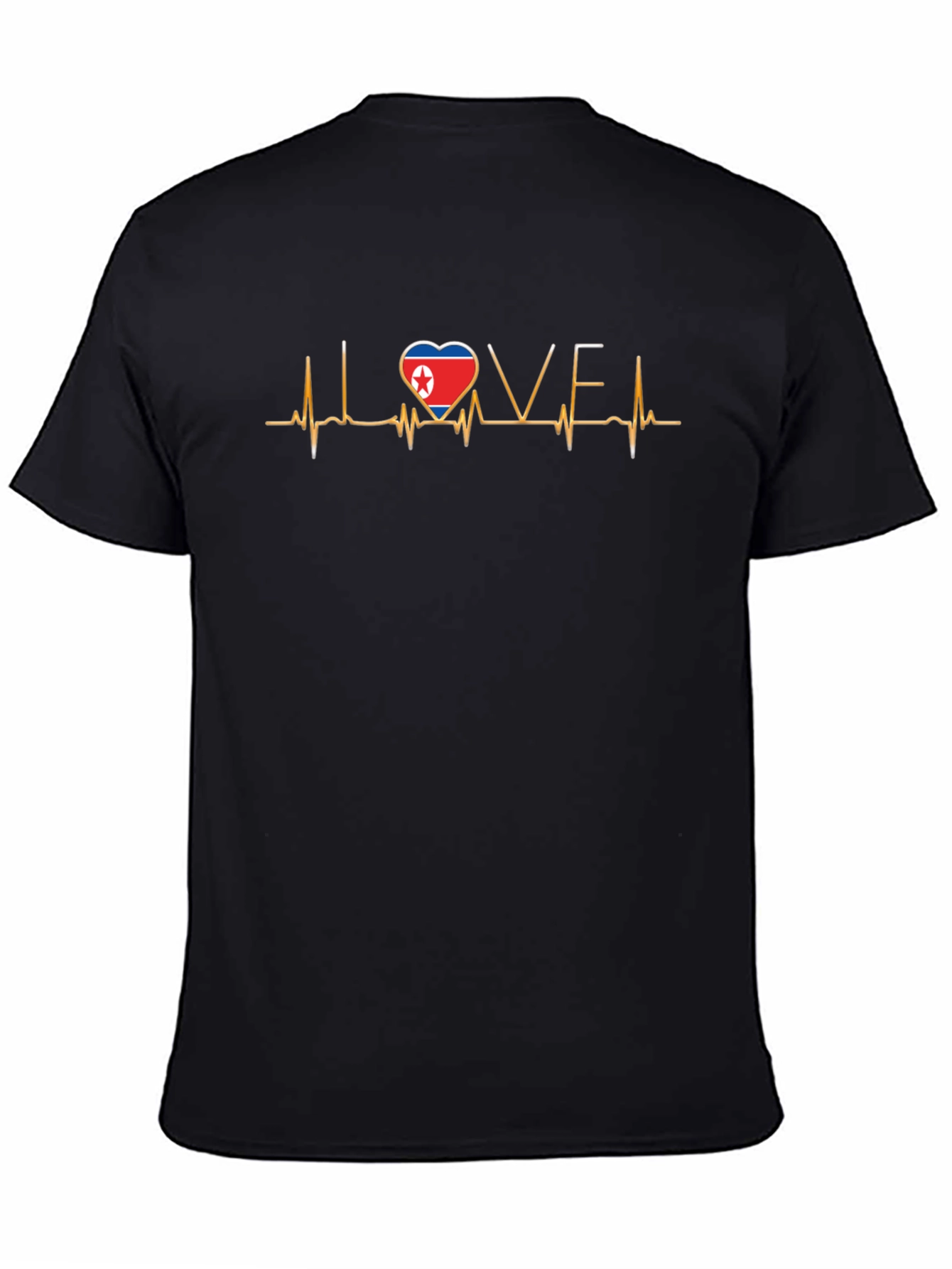 I Love North Korea Heartbeat Black T-Shirt