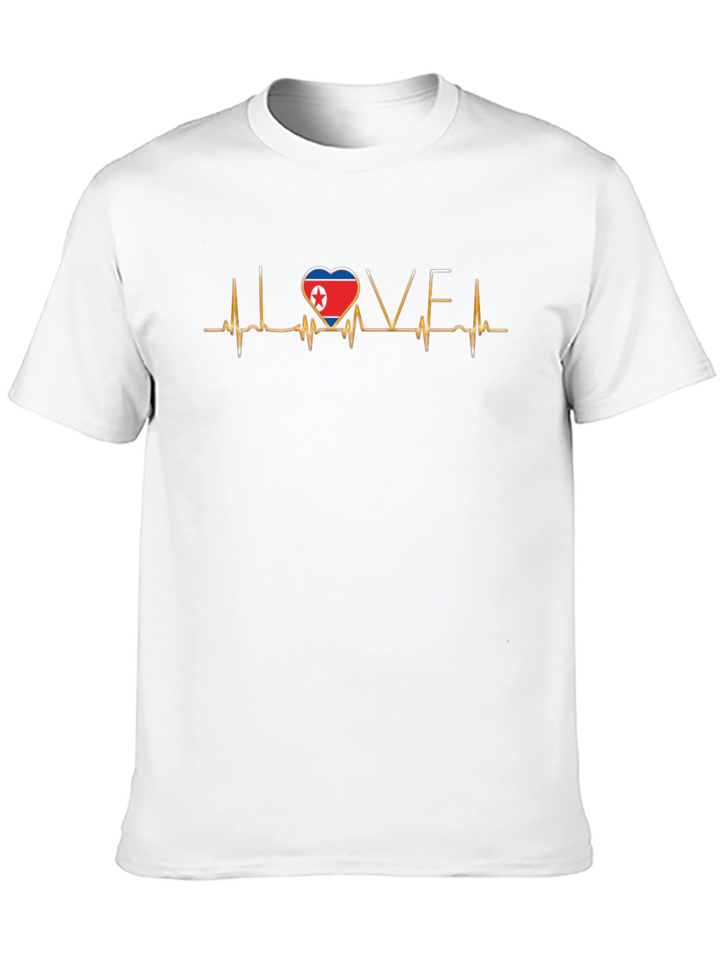 I Love North Korea Heartbeat Black T-Shirt