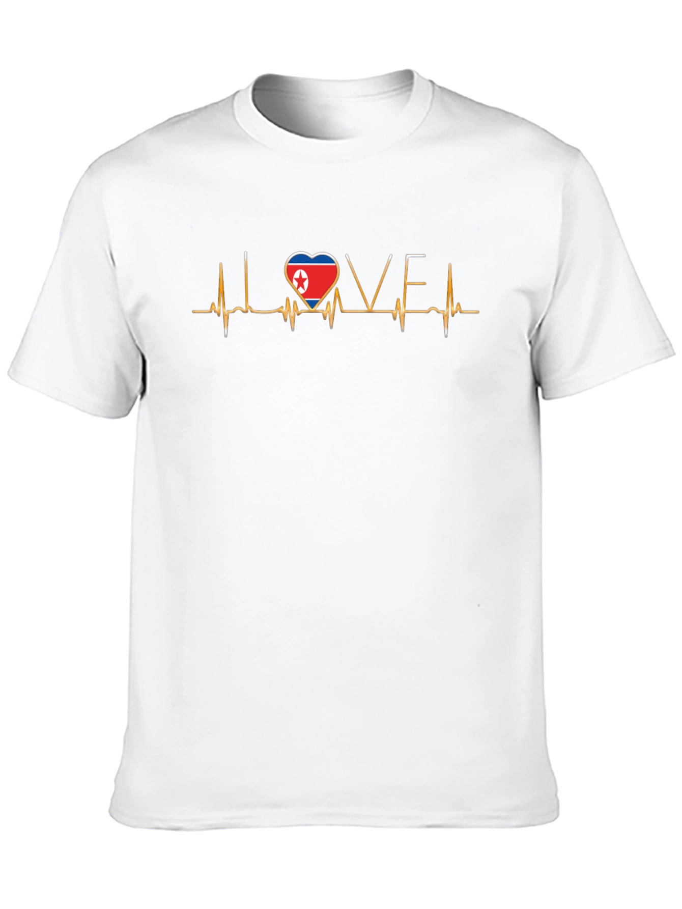 I Love North Korea Heartbeat Black T-Shirt
