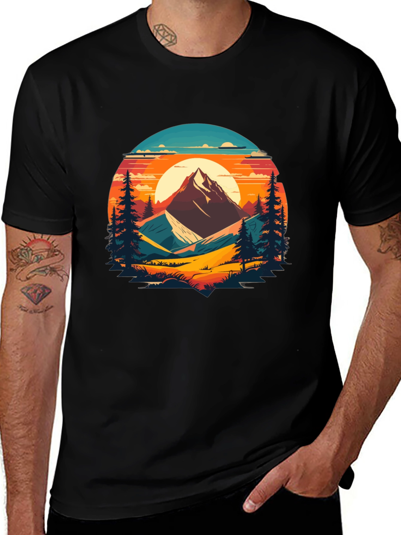 Mountain Sunset Graphic Tee - Nature Lovers T-Shirt