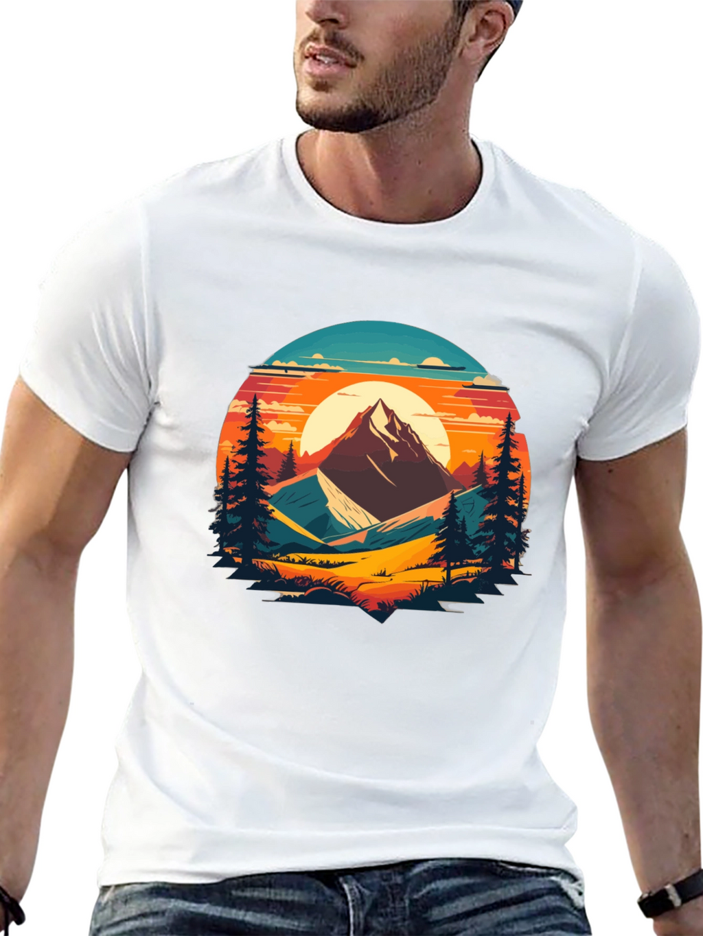 Mountain Sunset Graphic Tee - Nature Lovers T-Shirt