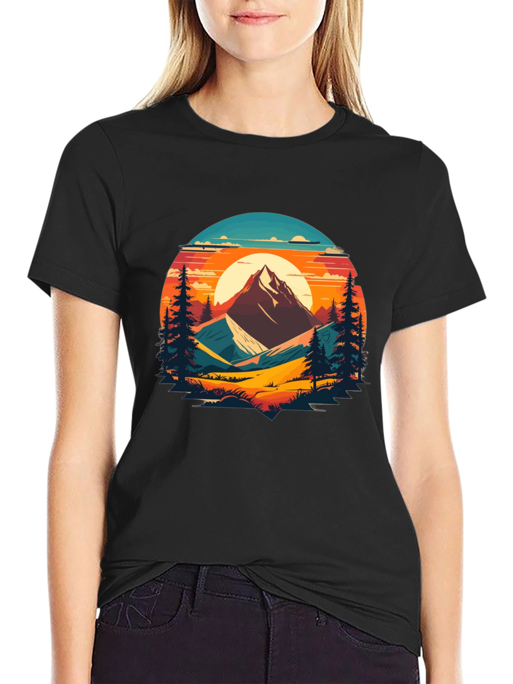 Mountain Sunset Graphic Tee - Nature Lovers T-Shirt