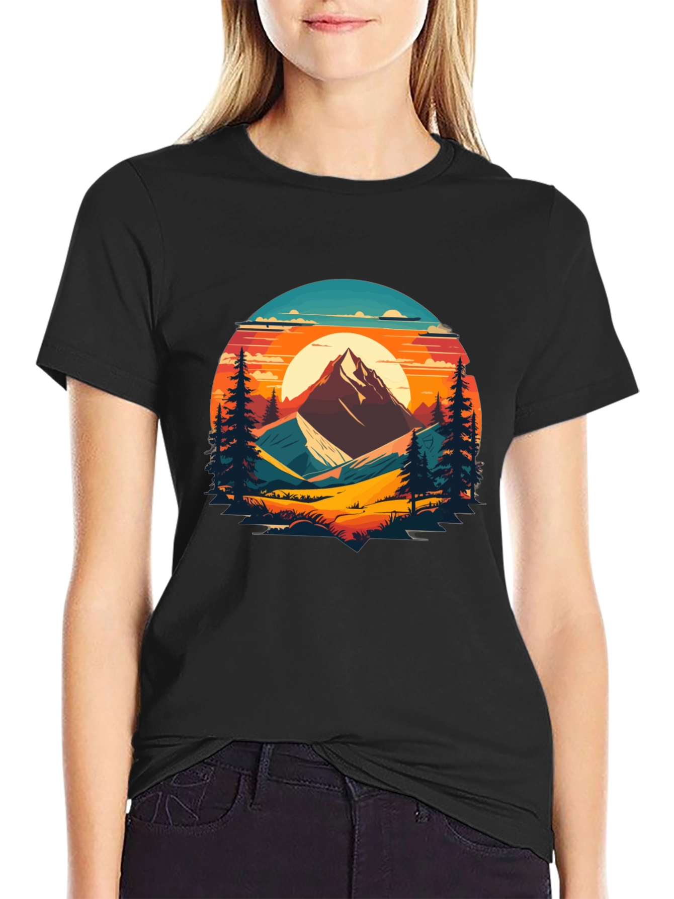 Mountain Sunset Graphic Tee - Nature Lovers T-Shirt