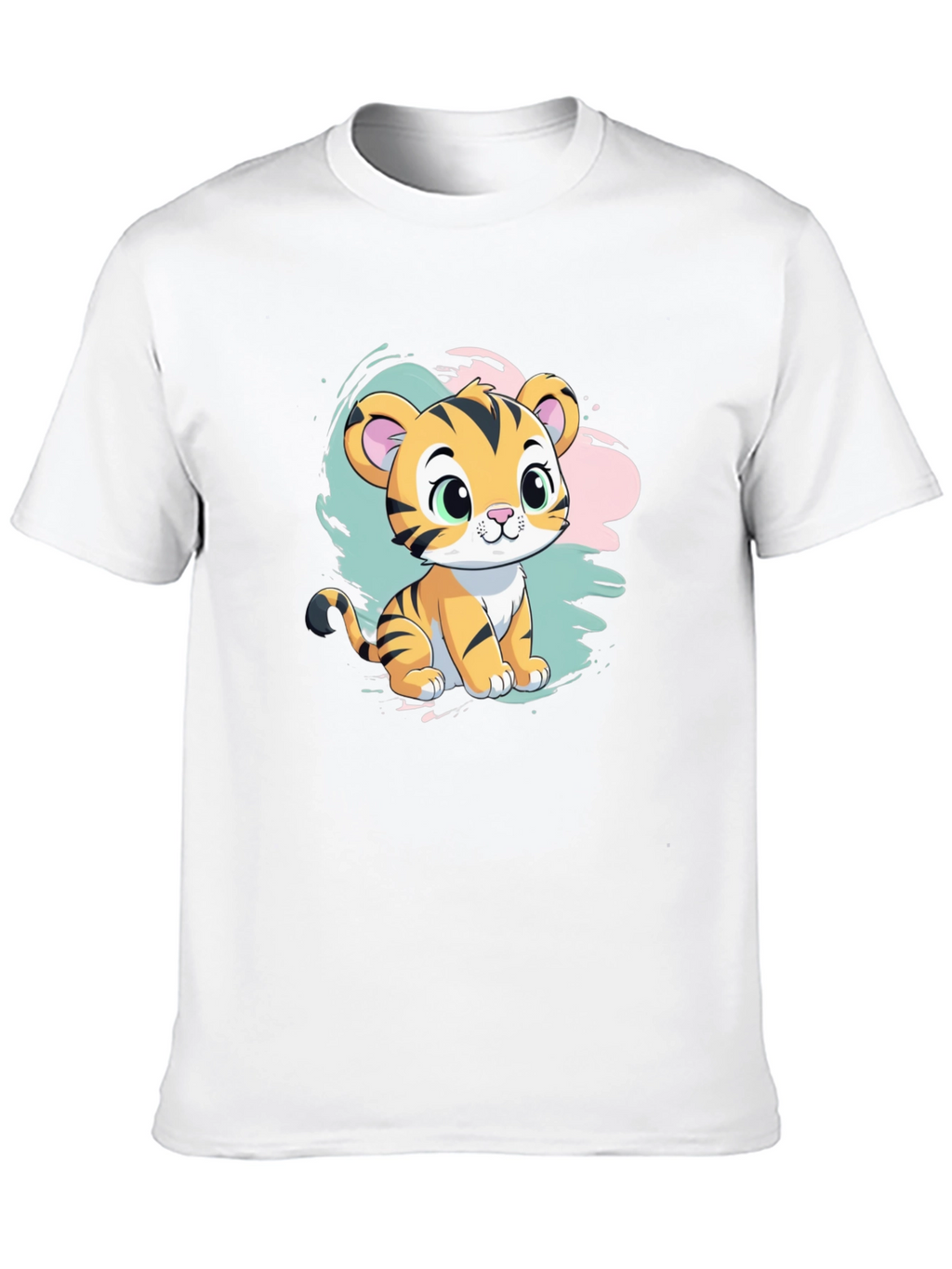 Cute Tiger Cub Graphic T-Shirt - Black