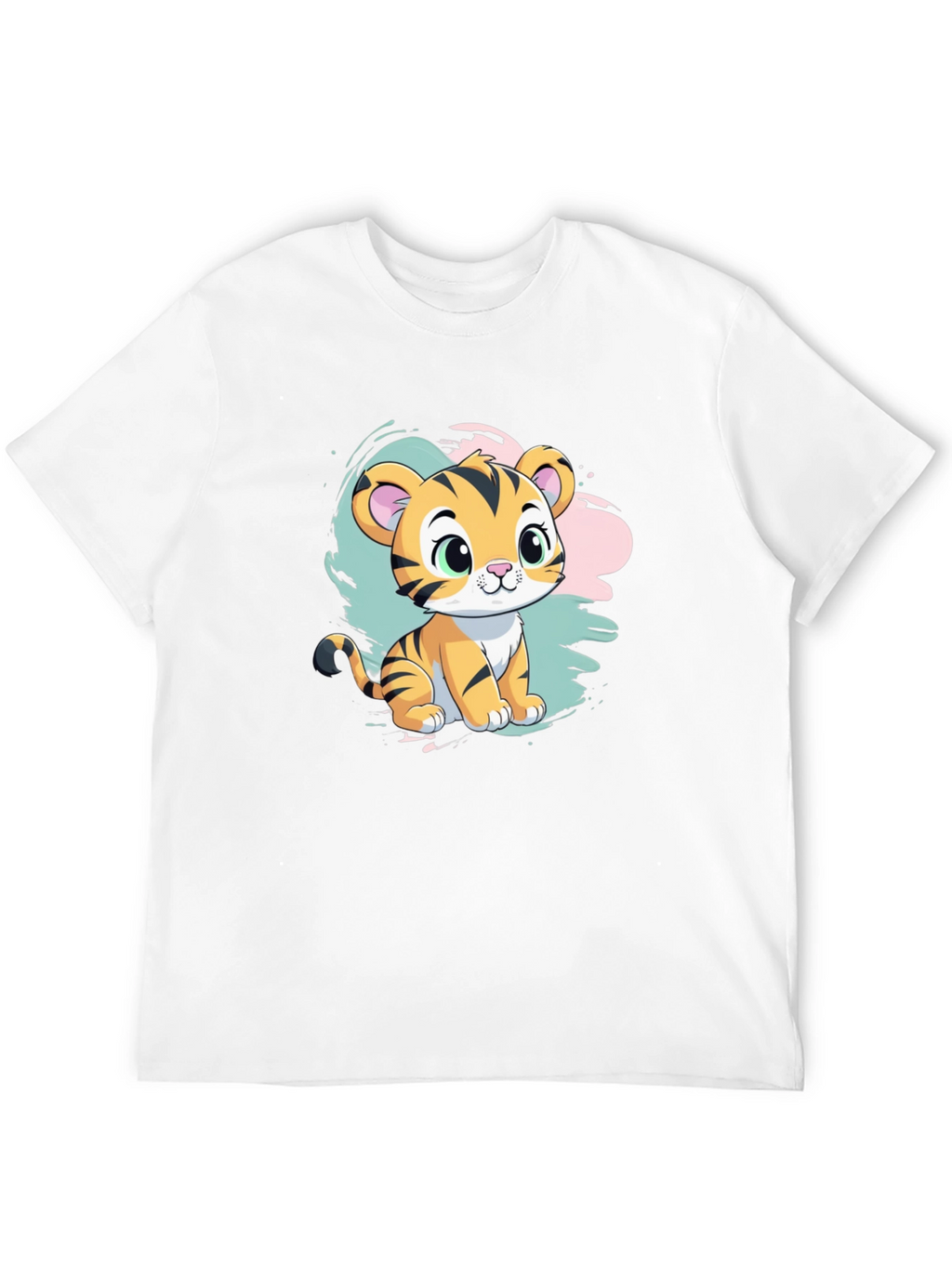 Cute Tiger Cub Graphic T-Shirt - Black