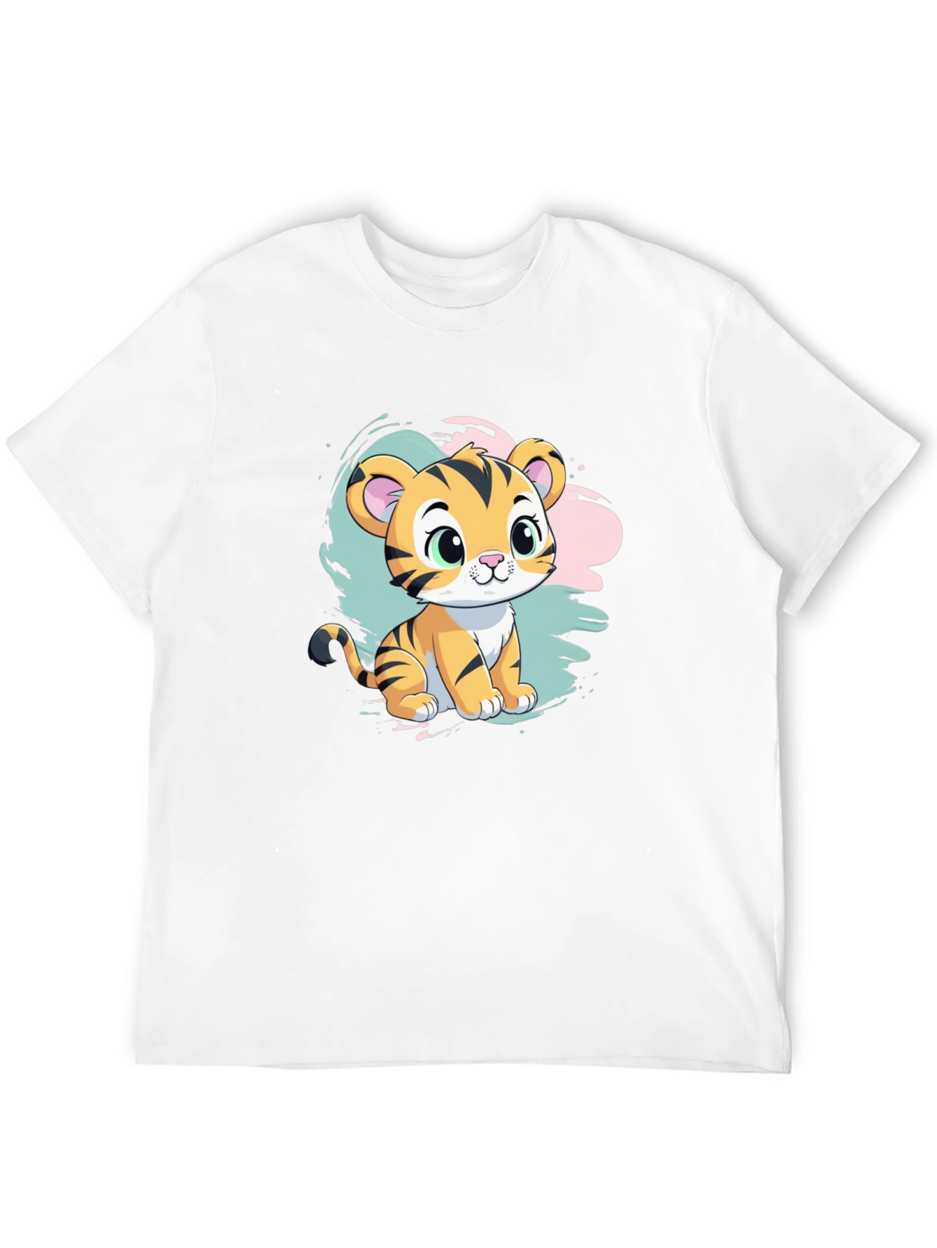 Cute Tiger Cub Graphic T-Shirt - Black
