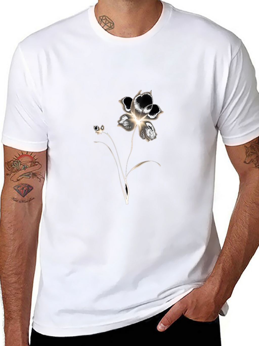 Floral Graphic Tee - Black Cotton Blend