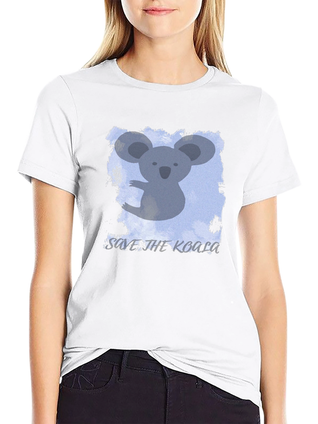 Save the Koala Graphic Tee - Black Cotton Casual