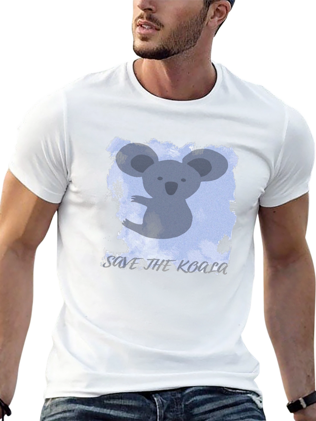Save the Koala Graphic Tee - Black Cotton Casual