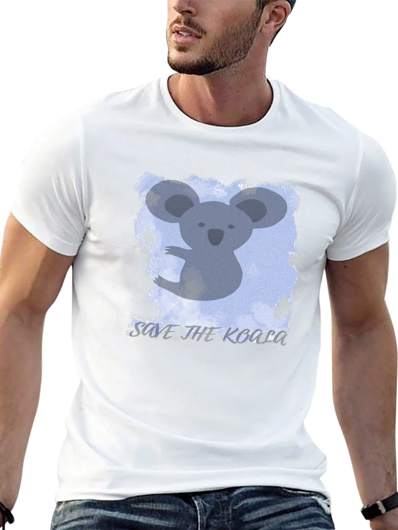 Save the Koala Graphic Tee - Black Cotton Casual