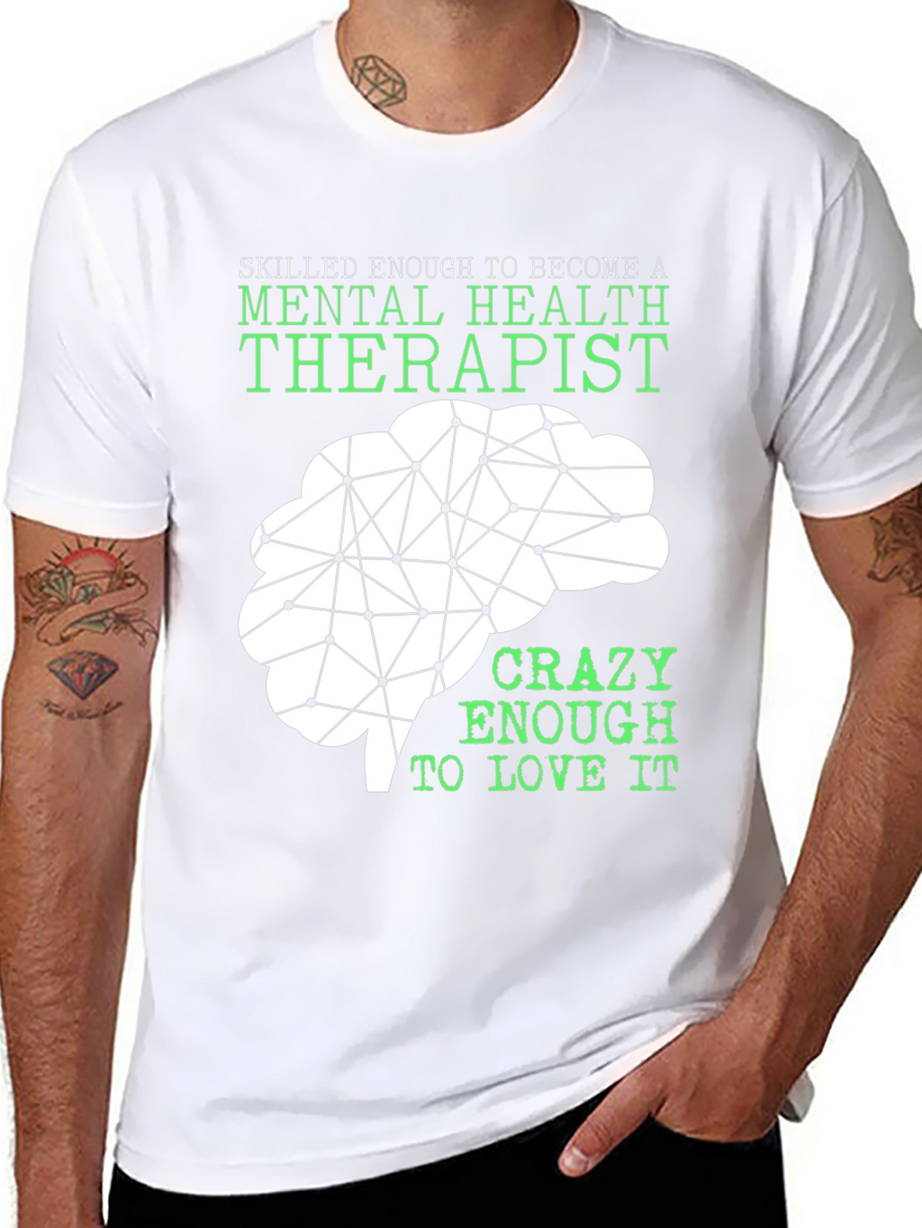 Mental Health Therapist T-Shirt - Brain Graphic