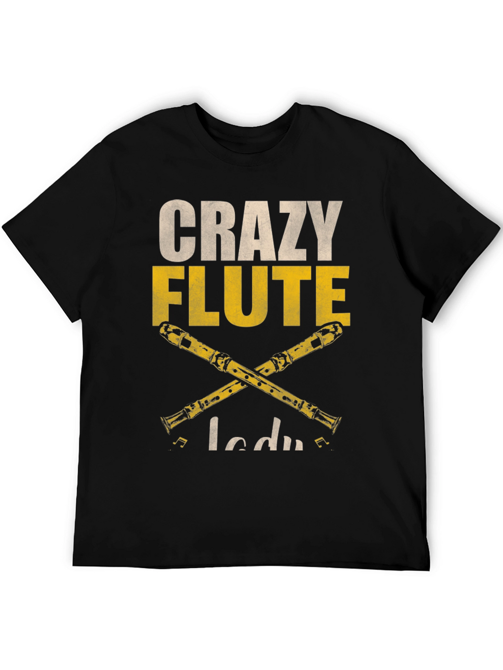 Crazy Flute Lady Graphic T-Shirt - Music Lover Tee