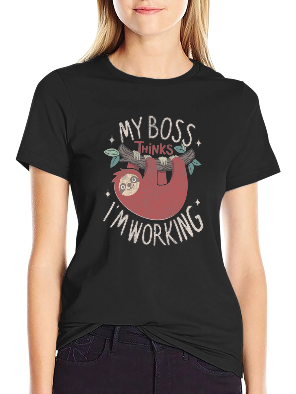 Funny Sloth My Boss Thinks Im Working T-Shirt