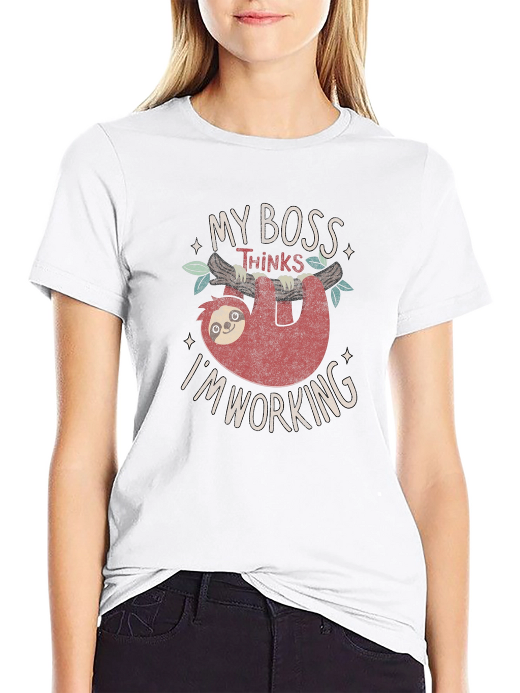 Funny Sloth My Boss Thinks Im Working T-Shirt