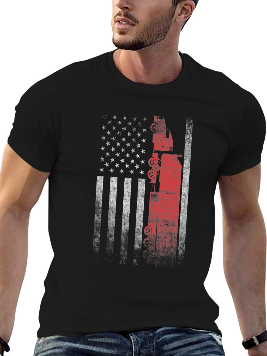 American Flag Oil Rig T-Shirt - Patriotic USA