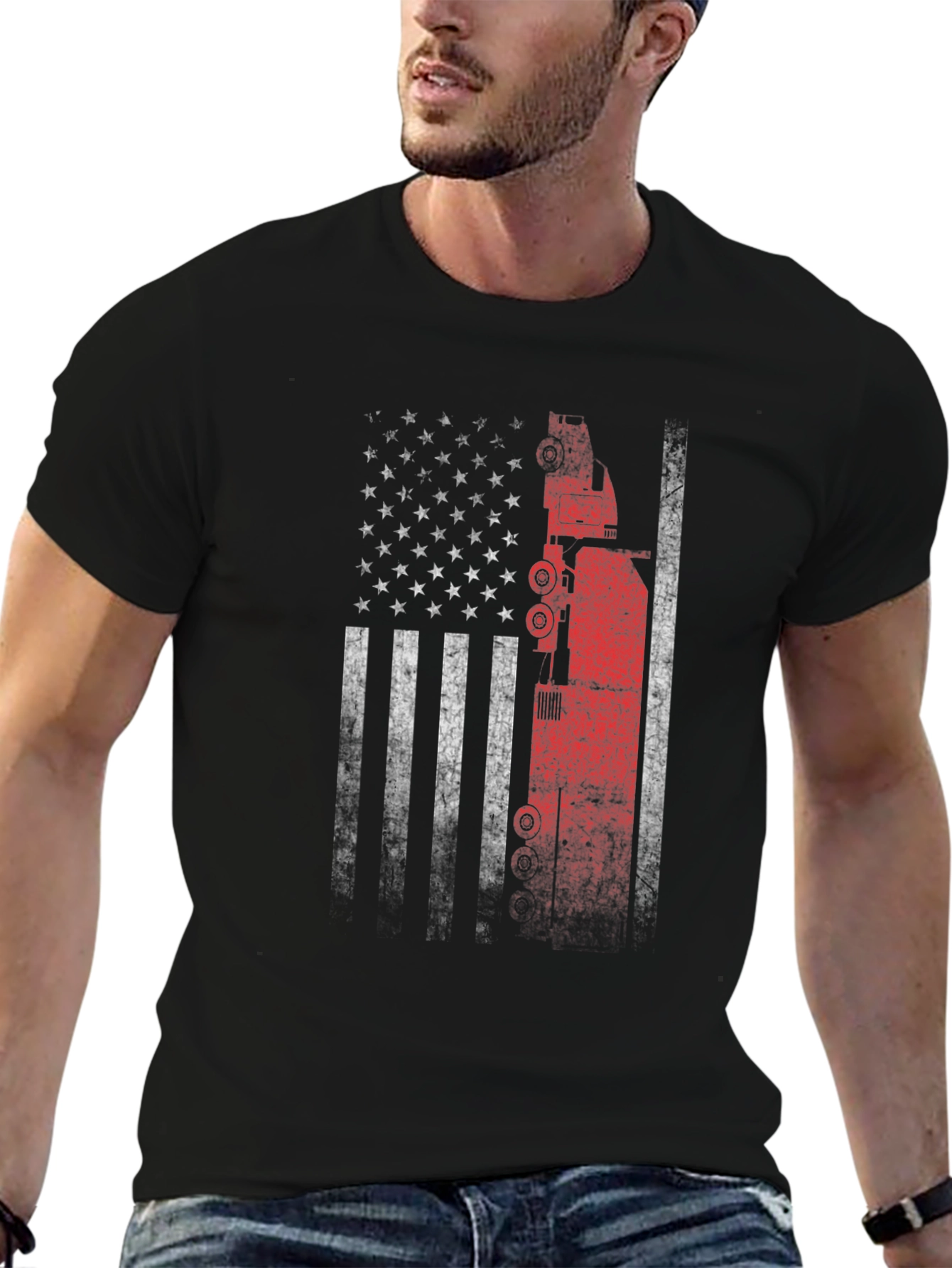 American Flag Oil Rig T-Shirt - Patriotic USA