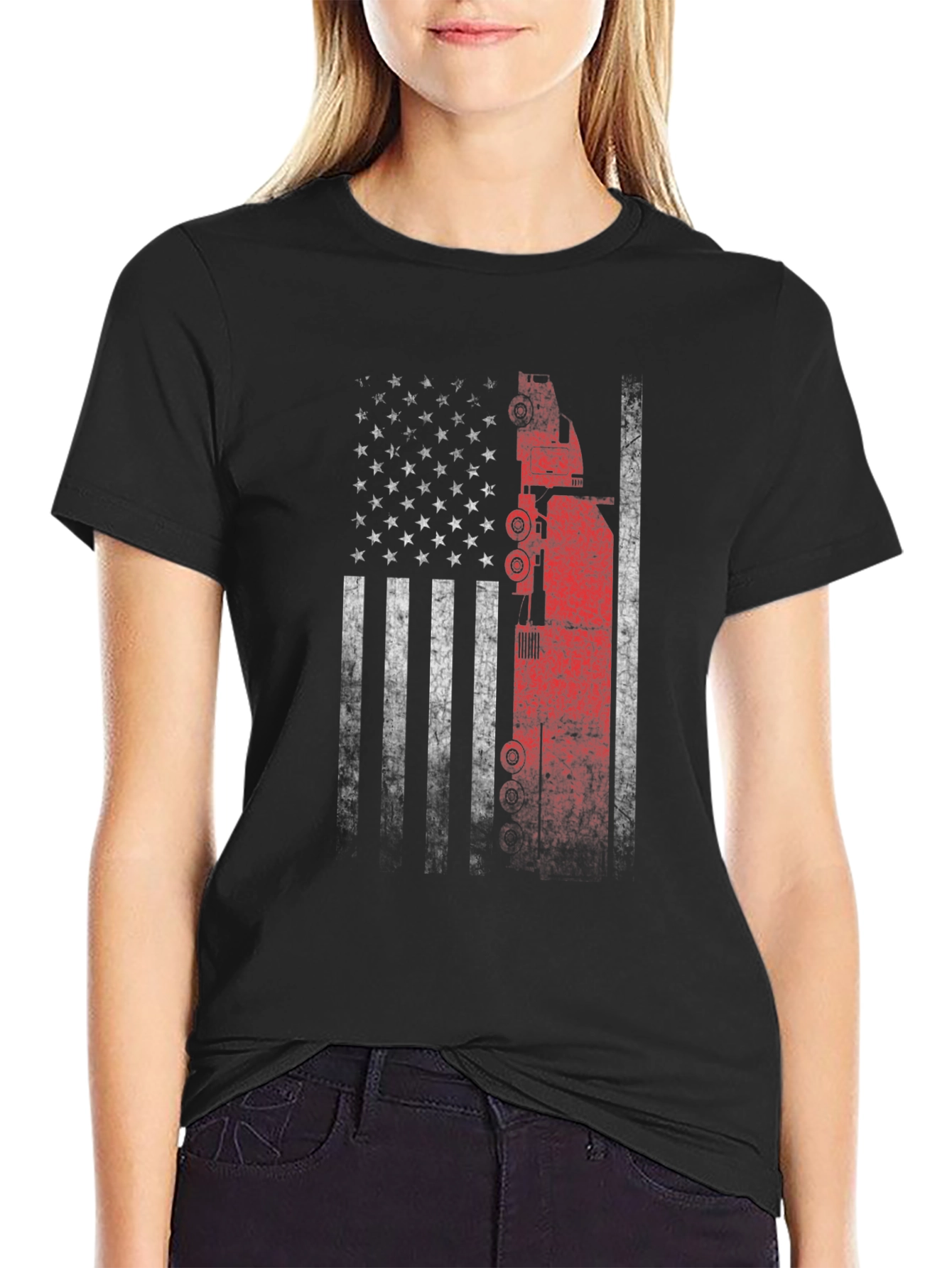 American Flag Oil Rig T-Shirt - Patriotic USA