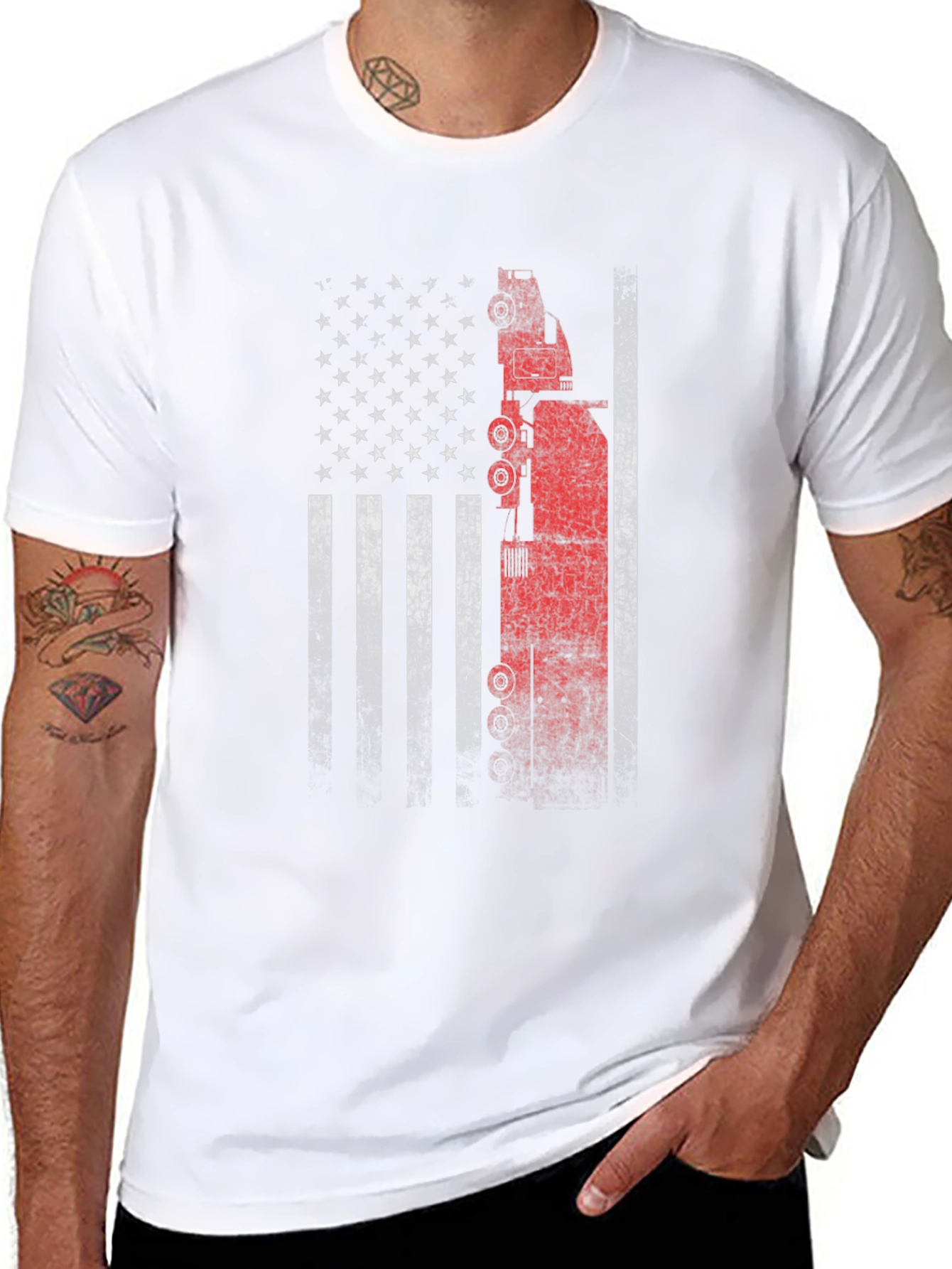 American Flag Oil Rig T-Shirt - Patriotic USA