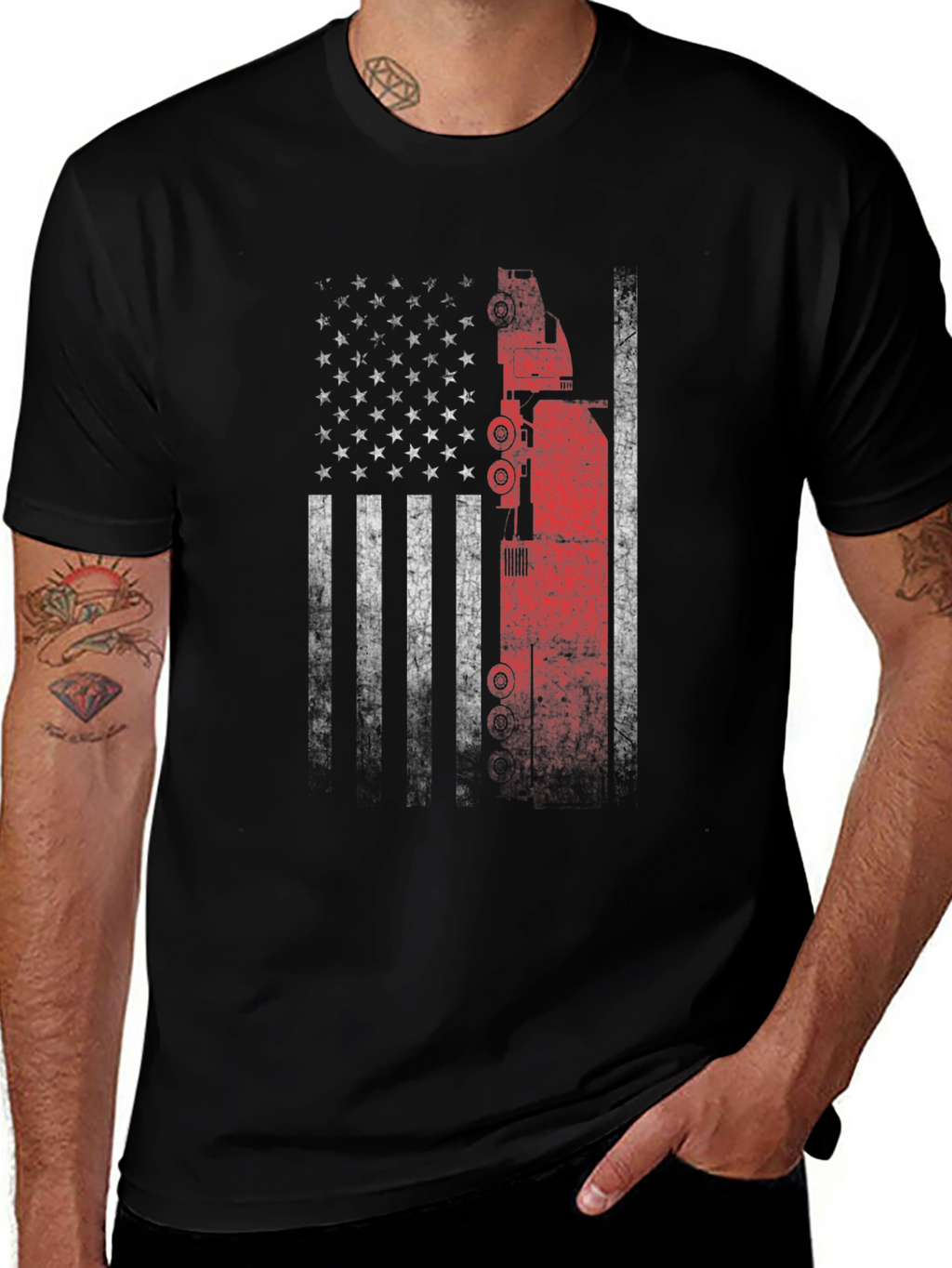 American Flag Oil Rig T-Shirt - Patriotic USA