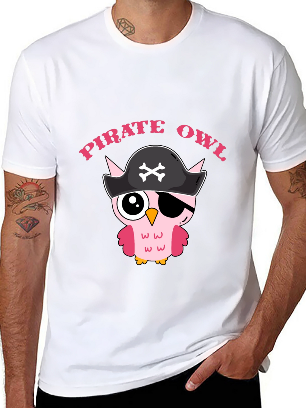 Pirate Owl Graphic T-Shirt - Cute Cartoon Design
