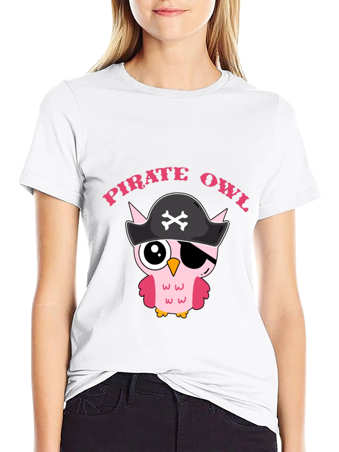 Pirate Owl Graphic T-Shirt - Cute Cartoon Design