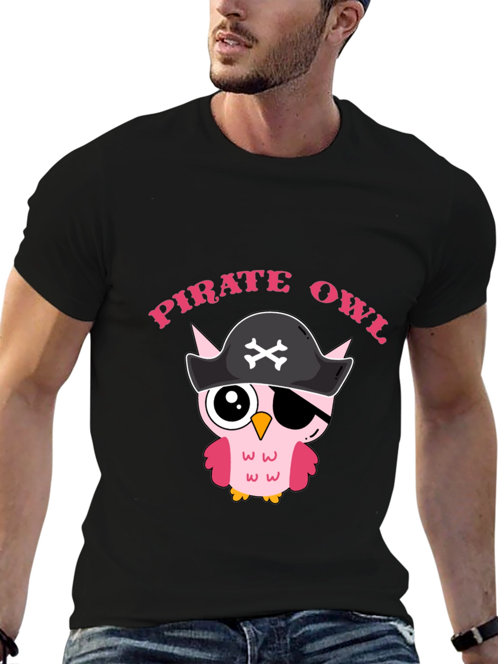 Pirate Owl Graphic T-Shirt - Cute Cartoon Design