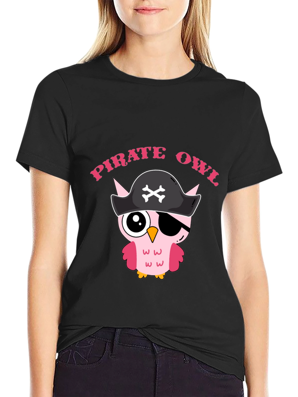 Pirate Owl Graphic T-Shirt - Cute Cartoon Design