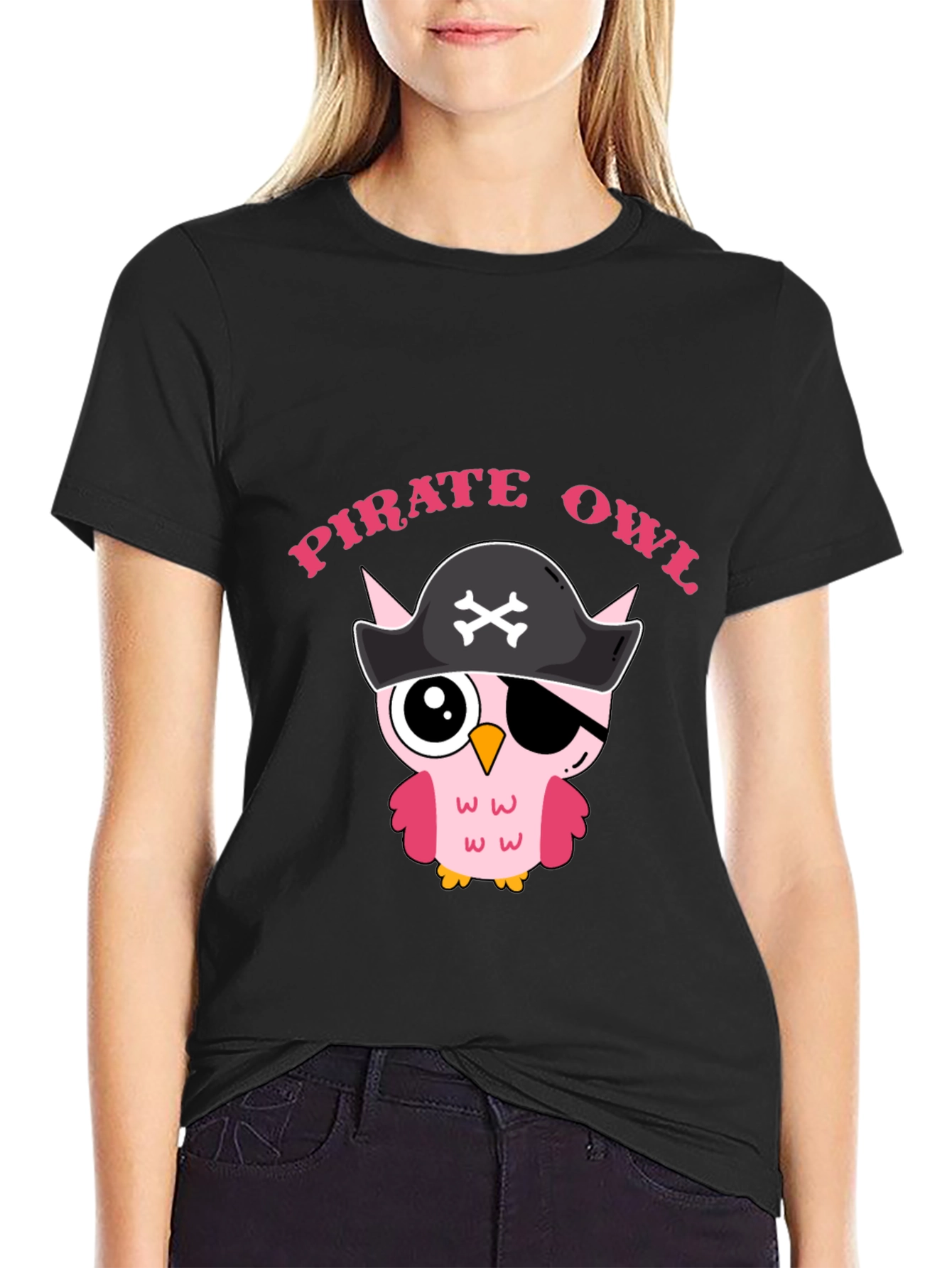 Pirate Owl Graphic T-Shirt - Cute Cartoon Design