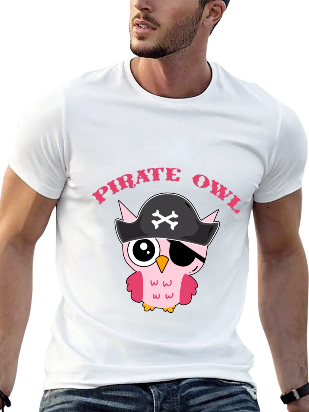 Pirate Owl Graphic T-Shirt - Cute Cartoon Design