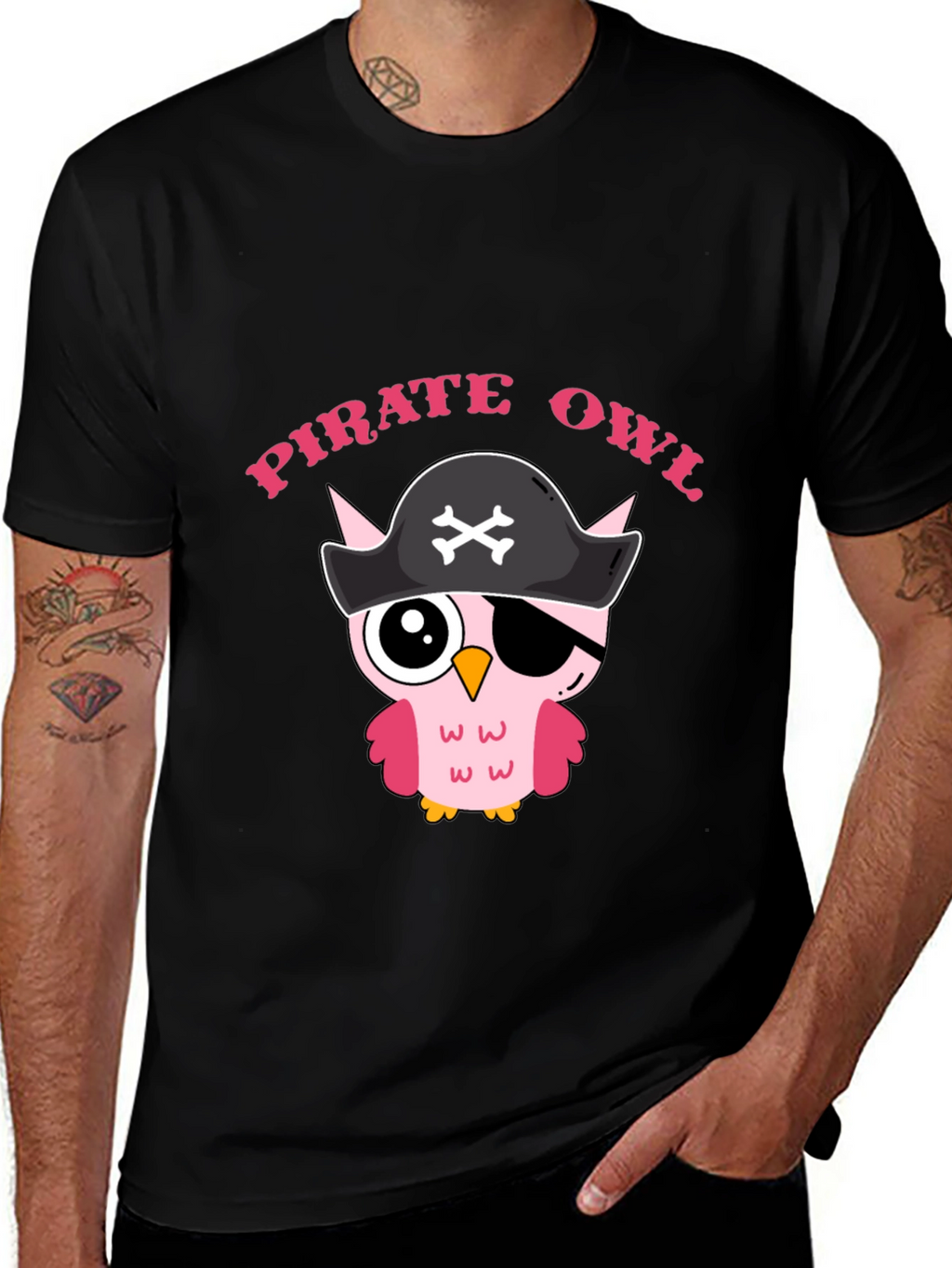 Pirate Owl Graphic T-Shirt - Cute Cartoon Design