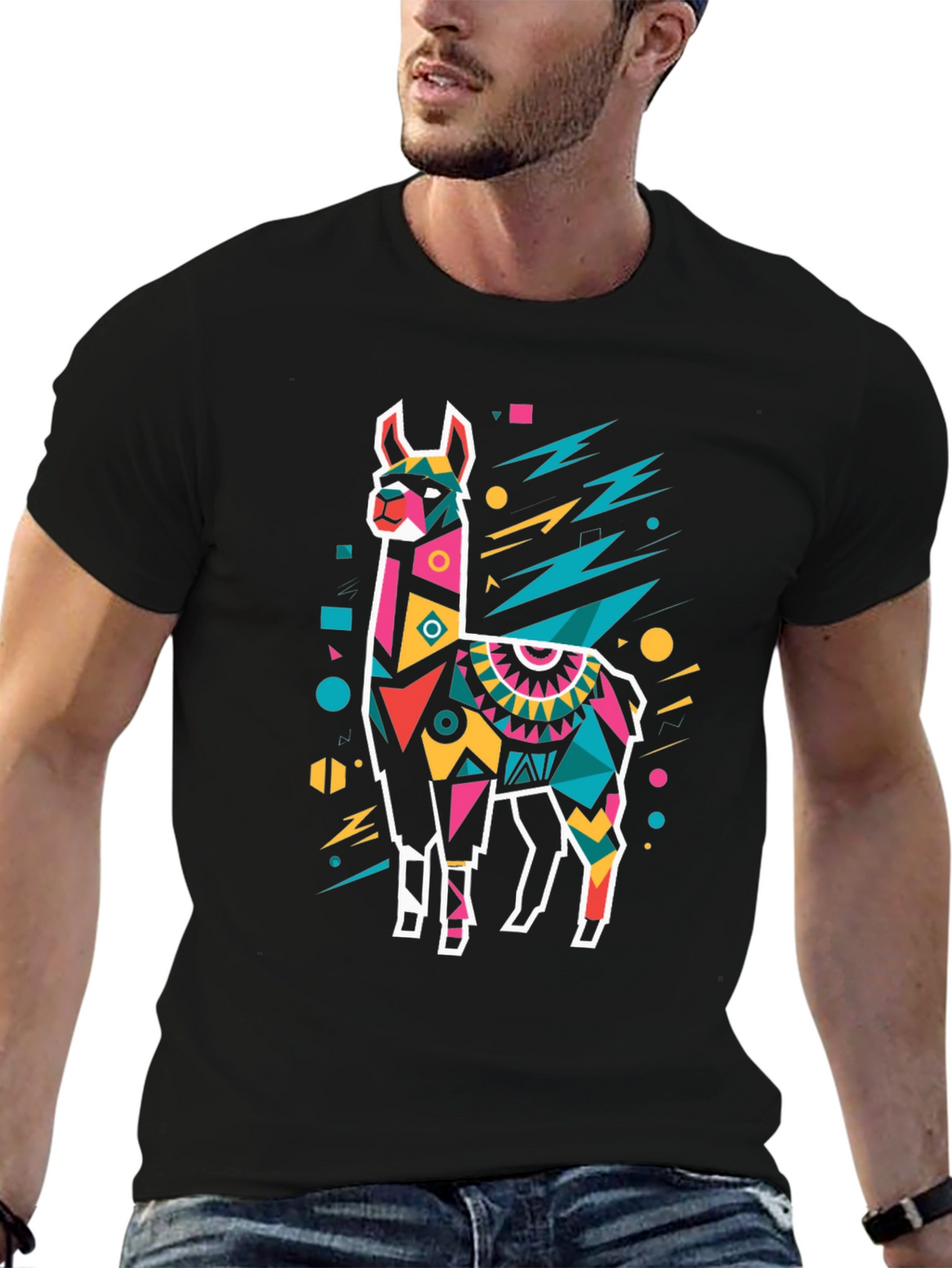 Geometric Llama T-Shirt - Bold Graphic Tee