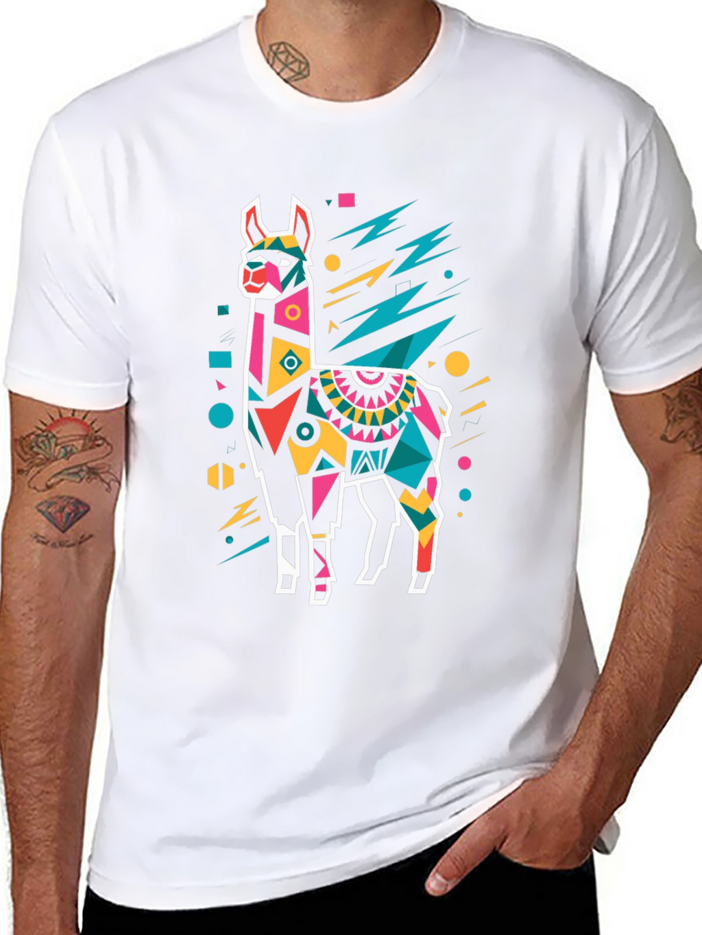 Geometric Llama T-Shirt - Bold Graphic Tee