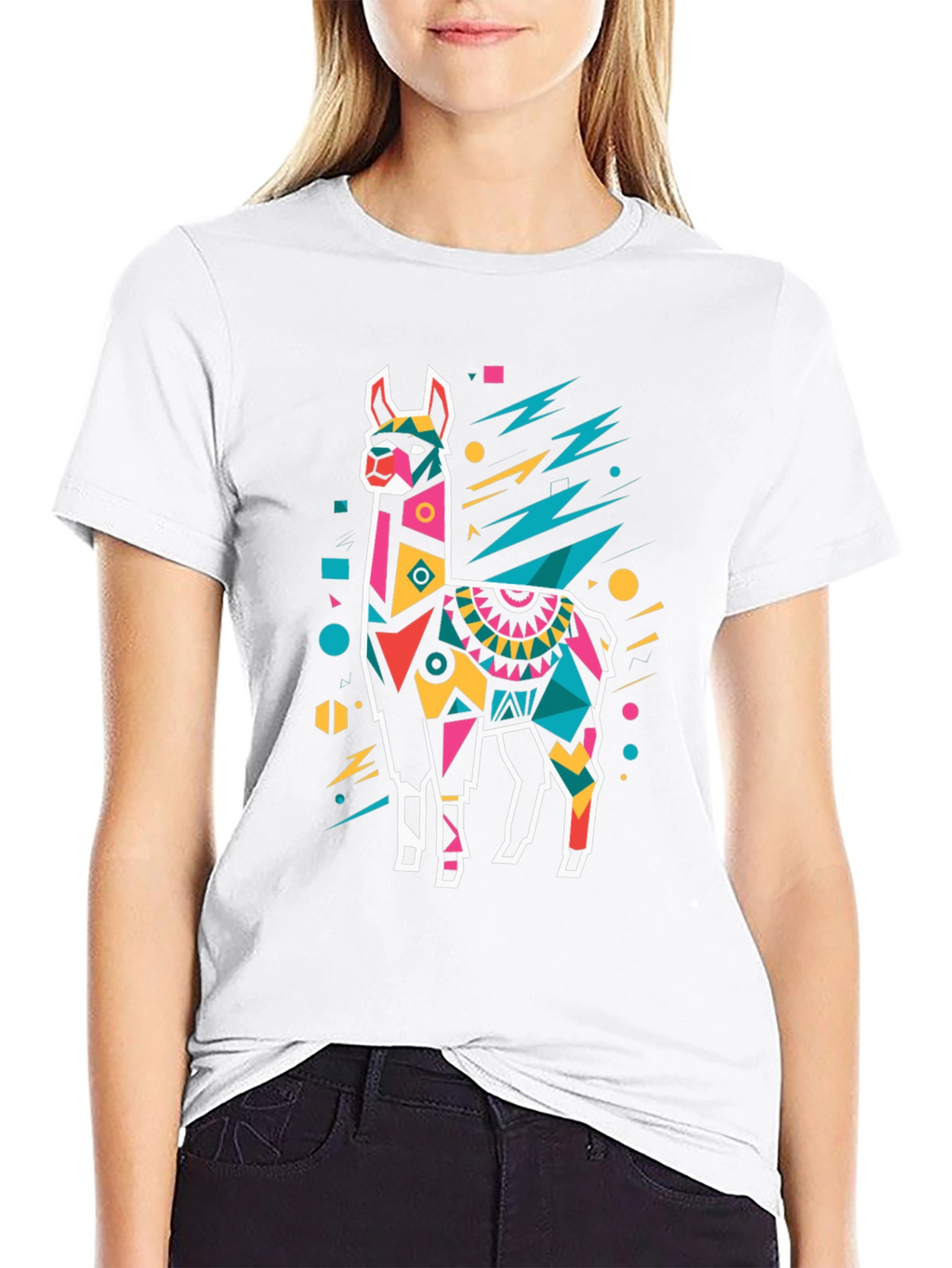 Geometric Llama T-Shirt - Bold Graphic Tee