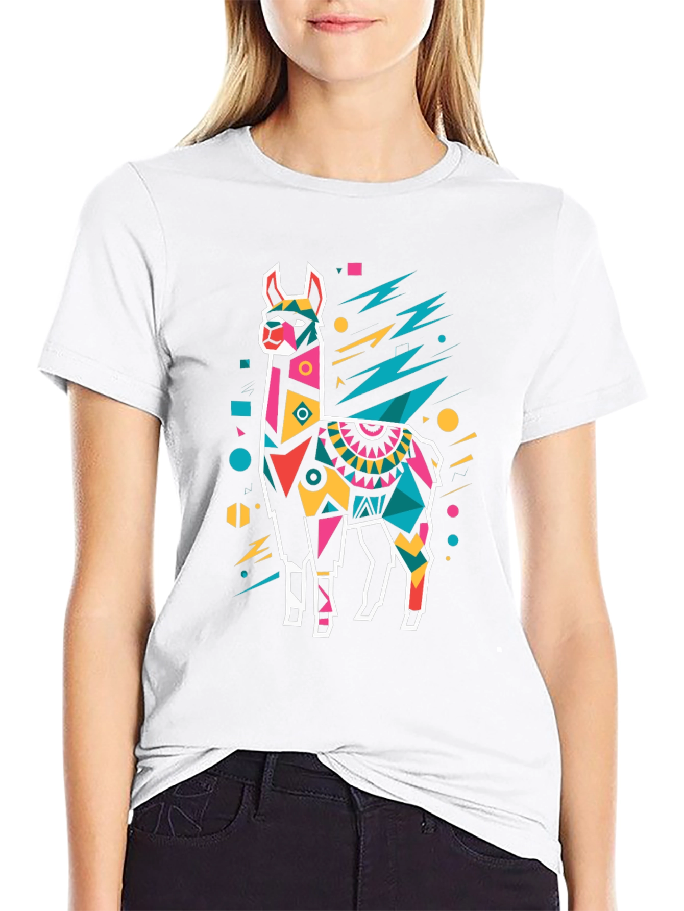 Geometric Llama T-Shirt - Bold Graphic Tee