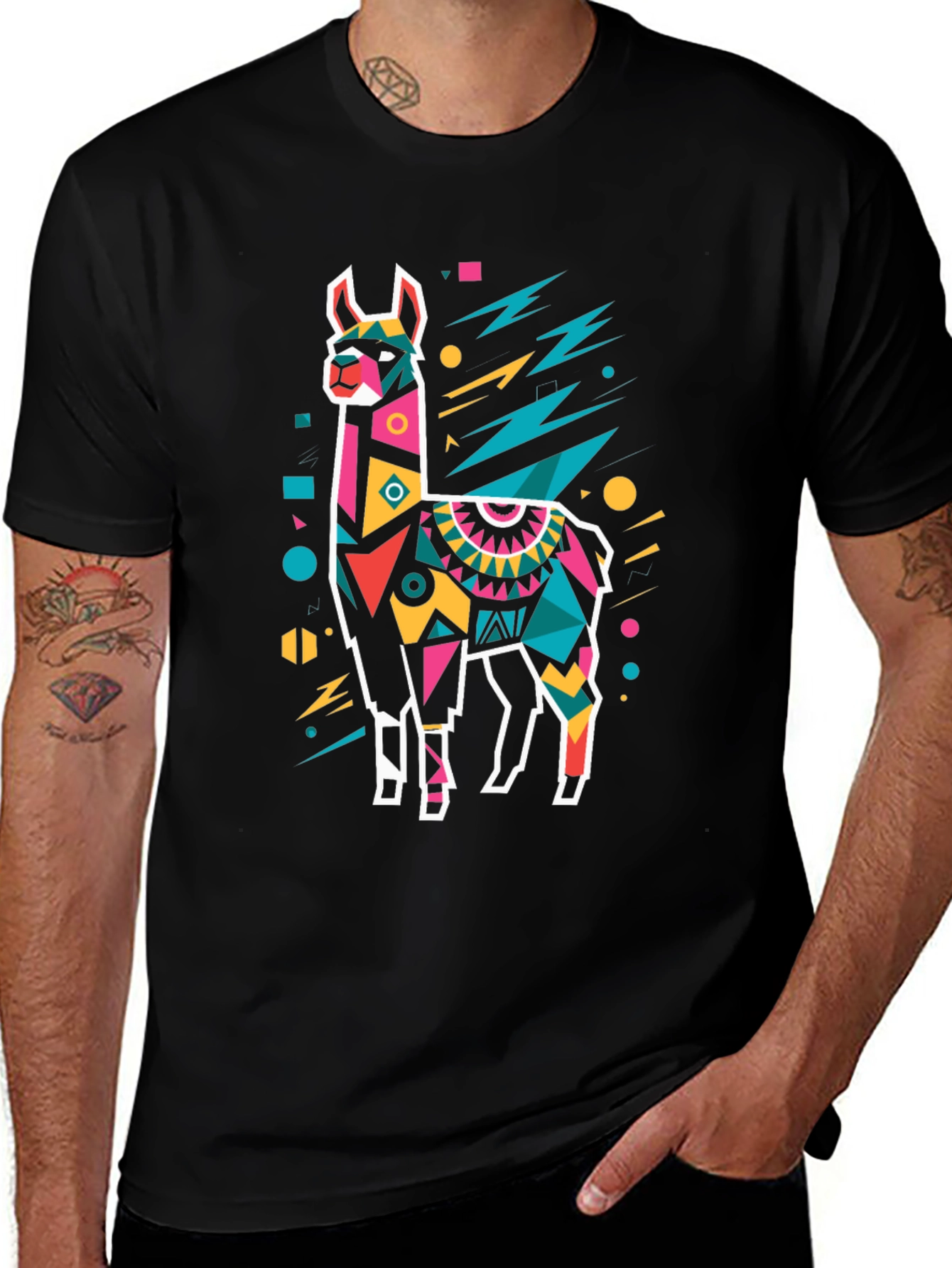 Geometric Llama T-Shirt - Bold Graphic Tee