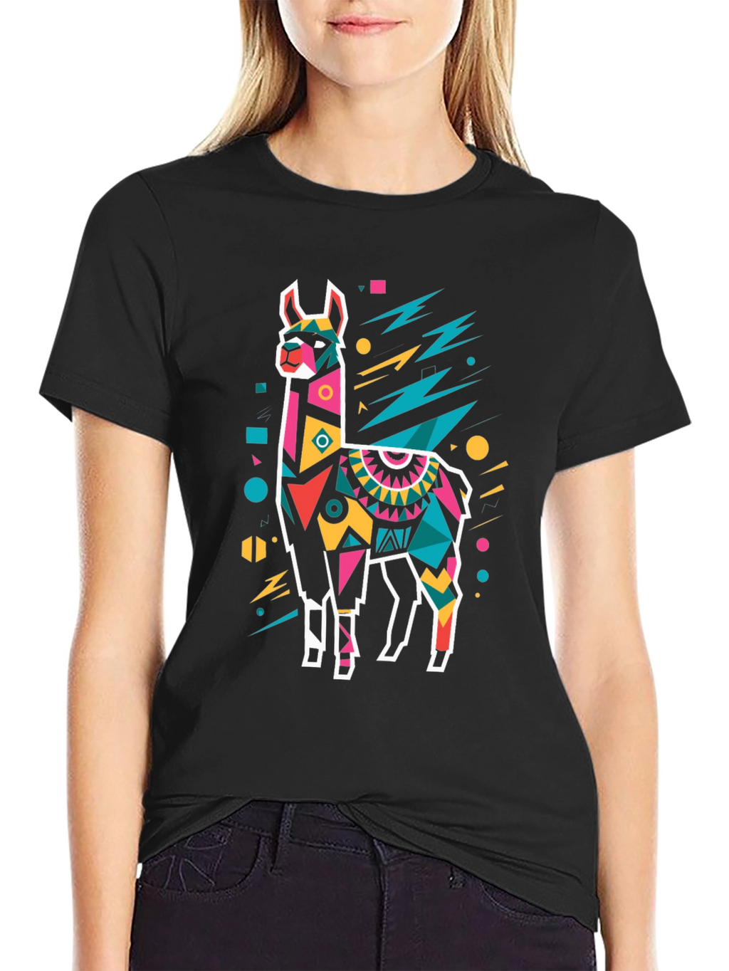 Geometric Llama T-Shirt - Bold Graphic Tee
