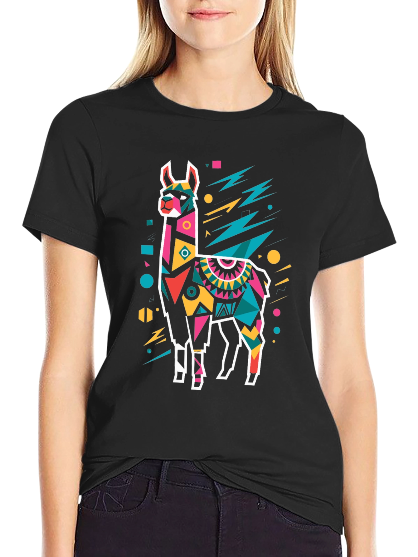 Geometric Llama T-Shirt - Bold Graphic Tee