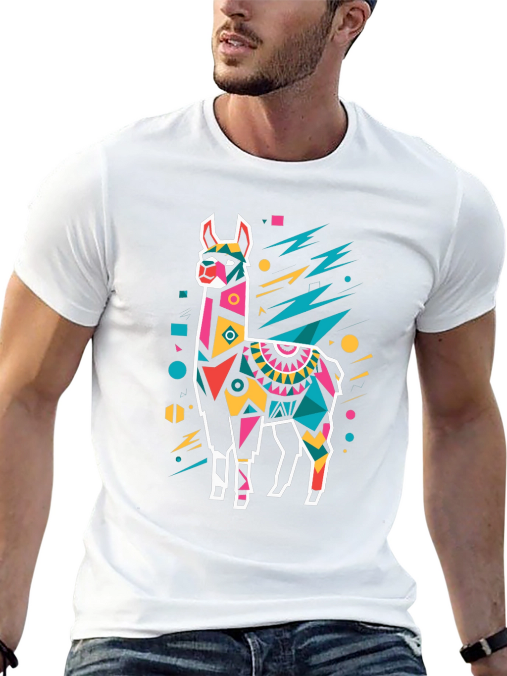 Geometric Llama T-Shirt - Bold Graphic Tee