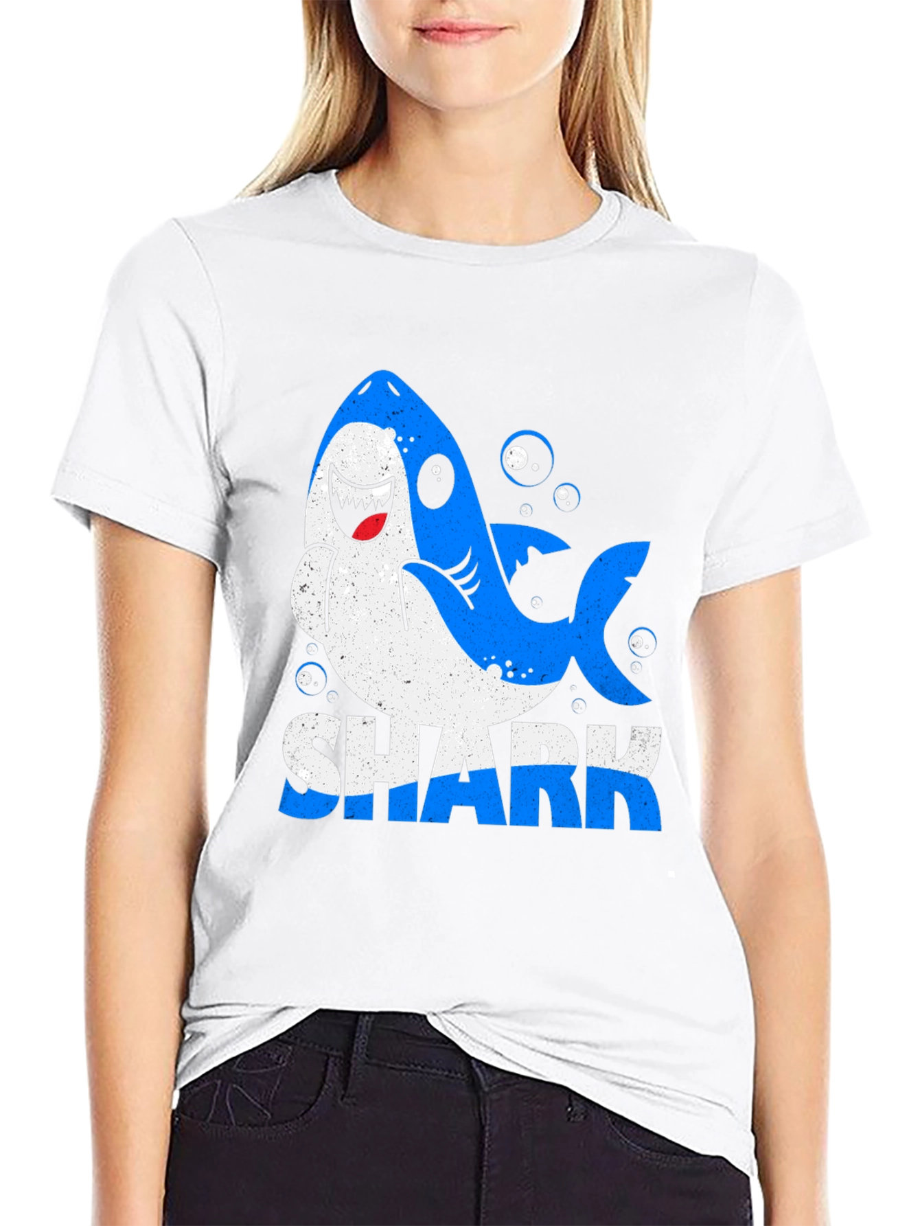 Shark Graphic Print Mens Black T-Shirt