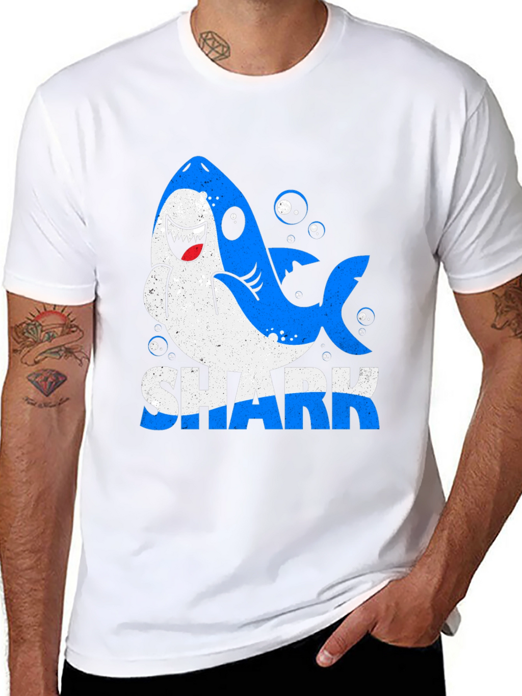 Shark Graphic Print Mens Black T-Shirt